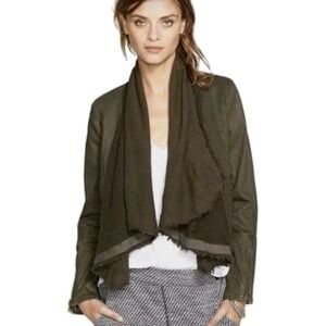 Free People Moto Jacket Womens size 0 XS Brown Draped Front Coated Denim Chic